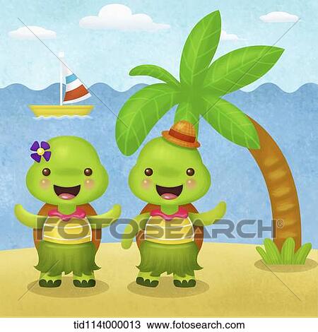 illustration of turtles on beach View Large Illustration Drawing - illustration of turtles on beach. Fotosearch