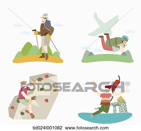 illustrations of a man doing different sports View Large Illustration Drawing - illustrations of a man doing different sports . Fotosearch