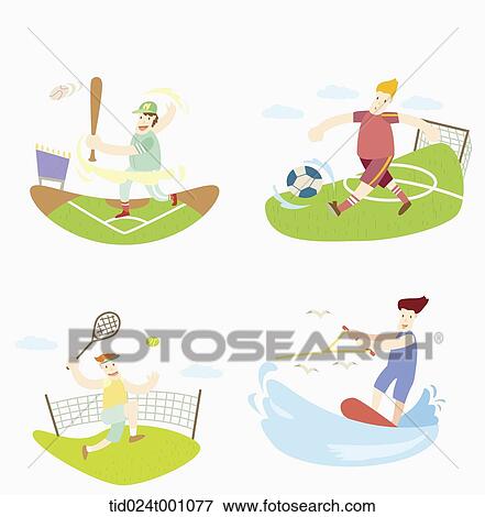 Stock Illustration - illustrations of a man doing different sports . Fotosearch