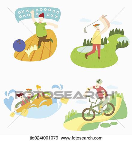 Stock Illustration - illustrations of a man doing different sports . Fotosearch