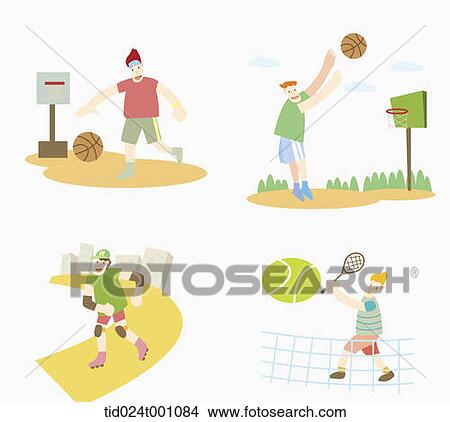 Stock Illustration - illustrations of a man doing different sports . Fotosearch
