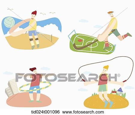 Stock Illustration - illustrations of a man doing different sports . Fotosearch