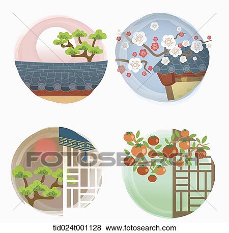 illustrations related to Korean Chuseok View Large Illustration Stock Illustration - illustrations related to Korean Chuseok. Fotosearch