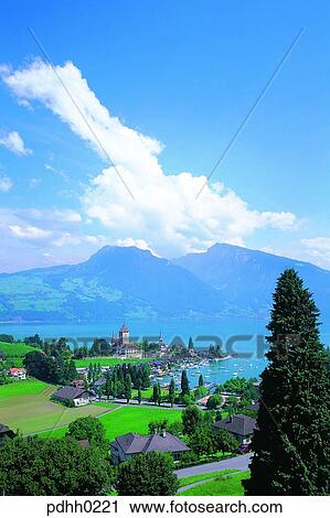 Swiss, house, house, landscape, mountain, scenery, ship View Large Photo Image Stock Image - Swiss, house, house, landscape, mountain, scenery, ship. Fotosearch