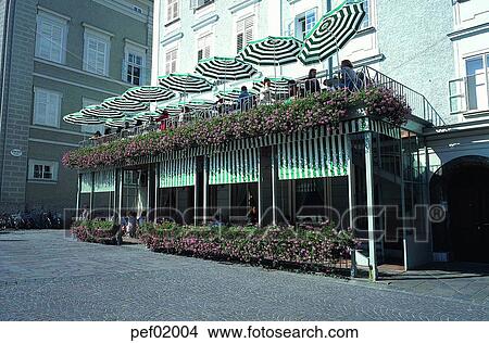 Picture - cafe, flower, pot, flowerdecoration, decoration, decoration, balcony. Fotosearch