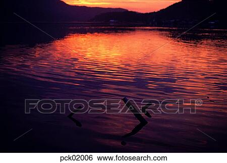 Stock Photograph - lake, mountain, sunrise, sunset, river, lake, nature. Fotosearch