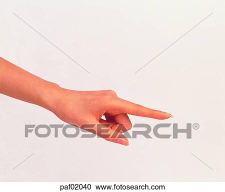 Stock Image - finger, second finger, second fingerfinger, hand, woman. Fotosearch