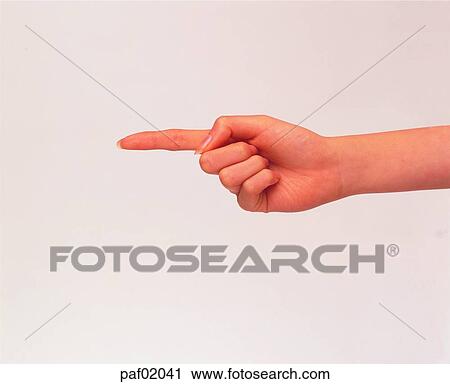Stock Image - finger, second finger, second fingerfinger, hand, woman. Fotosearch