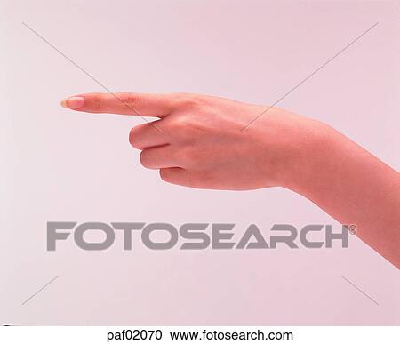 Stock Image - finger, second finger, second fingerfinger, hand, woman. Fotosearch