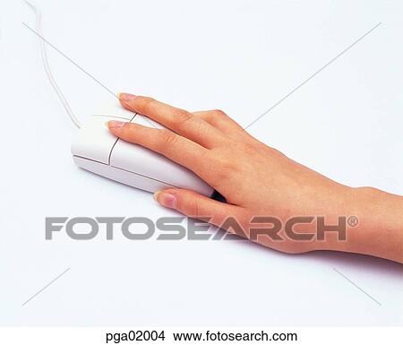 Picture - hand, finger, mouse, business man, computer, information, communication. Fotosearch