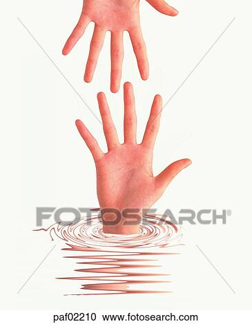 Stock Image - hand, finger, water, graphics, computer graphics, CG, woman. Fotosearch