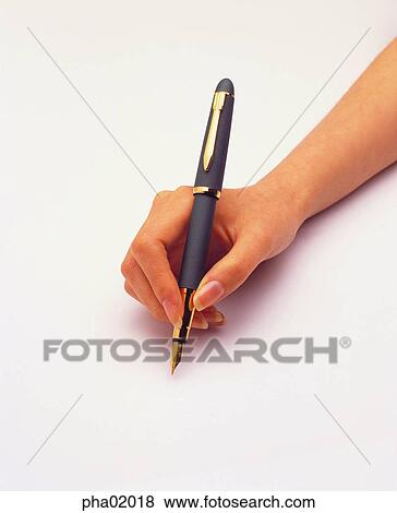 Stock Photo - hand, fountainpen, stationery, hand, business. Fotosearch