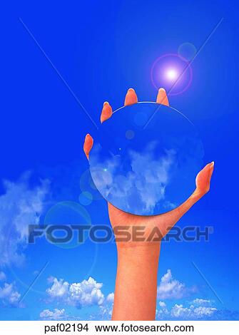 Picture - hand, hand, finger, sky, cloud, graphics. Fotosearch