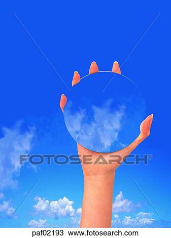 Stock Image - hand, hand, finger, sky, cloud, graphics. Fotosearch