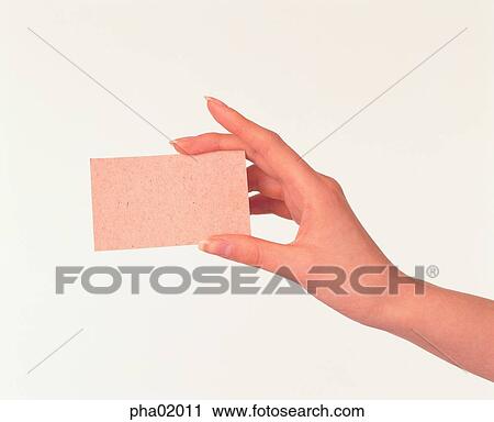 Stock Image - hand, name card, paper, hand, business. Fotosearch