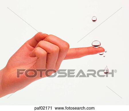 Stock Image - hand, second finger, second fingerfinger, hand, finger, water. Fotosearch