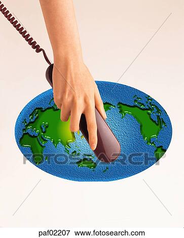 Stock Photo - telephone, phone, communication, hand, graphics, computer graphics, CG. Fotosearch