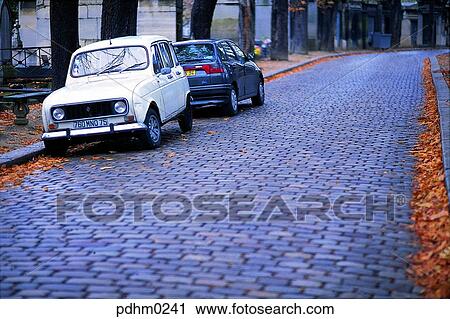 France, PavingStone, road, car, parking, road, fallen leaves View Large Photo Image Stock Image - France, PavingStone, road, car, parking, road, fallen leaves. Fotosearch
