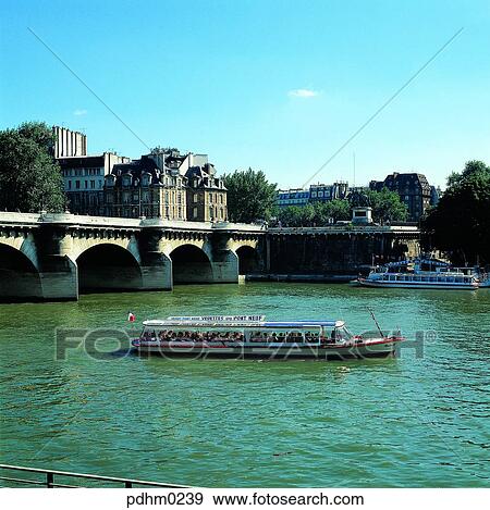 SeineRiver, river, bridge, excursion ship, bridge, sky, boat View Large Photo Image Stock Photo - SeineRiver, river, bridge, excursion ship, bridge, sky, boat. Fotosearch