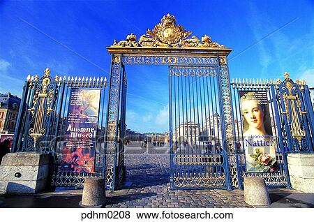 Versailles, Palace, door, Gold decoration, poster, sky, WestEurope View Large Photo Image Stock Photo - Versailles, Palace, door, Gold decoration, poster, sky, WestEurope. Fotosearch