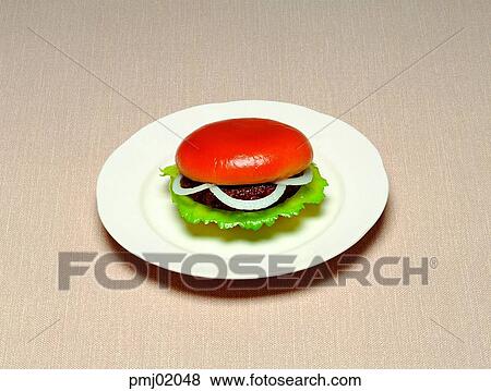 Stock Photo - burger, burger, bread, meat, cheese, fast food, dessert. Fotosearch
