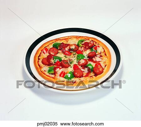 pizza, combination, bread, cheese, ham, sausage, source View Large Photo Image Stock Photography - pizza, combination, bread, cheese, ham, sausage, source. Fotosearch