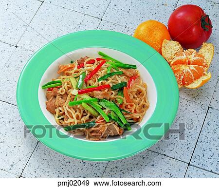 Stock Photo - Ramenmixed, orange, tomato, fruits, Ramen, mixed, noodles. Fotosearch