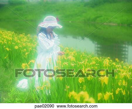Stock Image - child, outdoor, human, girl, oriantal. Fotosearch