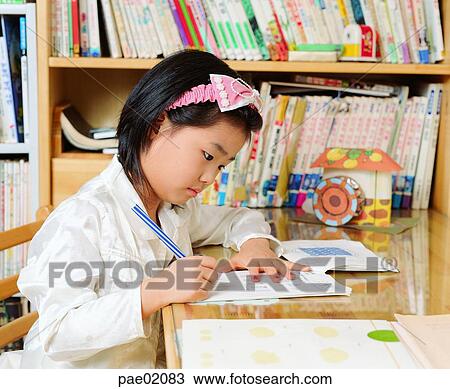 Stock Image - child, study, education, homework, studying, student, child. Fotosearch