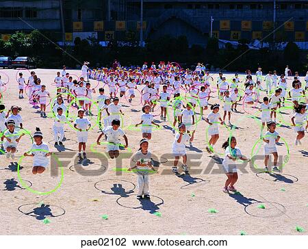 Stock Image - hulahoop, school, student, child, childrens, oriantal. Fotosearch