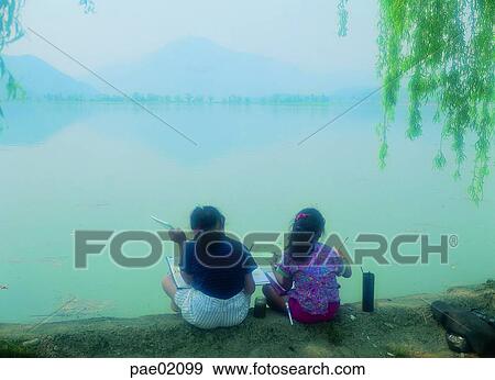 landscape, child, lake, girl, oriantal, outdoor, art View Large Photo Image Stock Photo - landscape, child, lake, girl, oriantal, outdoor, art. Fotosearch