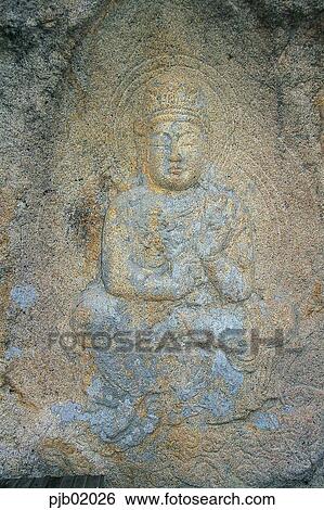 Stock Photograph - Buddha, Namsan, Gyeoungju, KyeongBuk, modeling, Buddhism, religion. Fotosearch