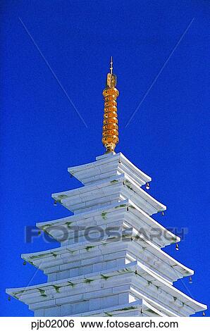 Stock Photograph - Mileaksa, Dongseotap, Temple, sky, tower, sky, modeling. Fotosearch