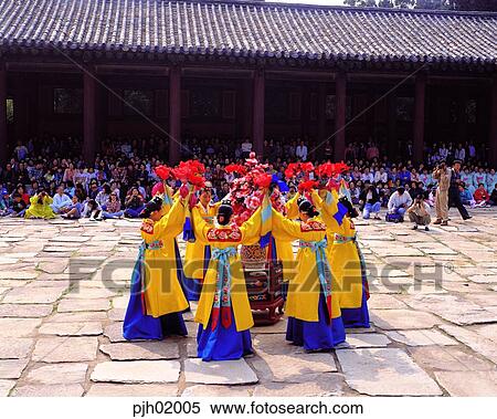 Stock Photography - OldCastl, Hanbok, dance, dancing, traditionevent, event, traditionculture. Fotosearch