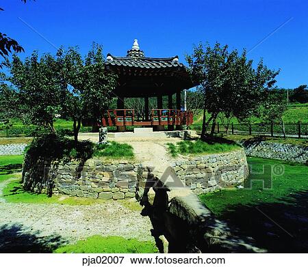 Stock Photo - pavilion, palace, Stonebridge, OldCastle, tree, plant, sky. Fotosearch