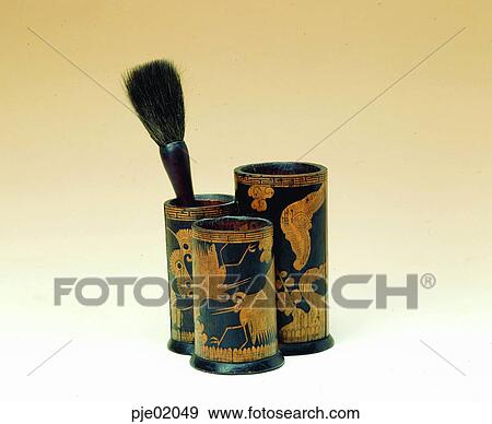 Stock Photo - four precious things of the study, brush case, brush, wrinting materials, guest room, folk tool, living articles. Fotosearch