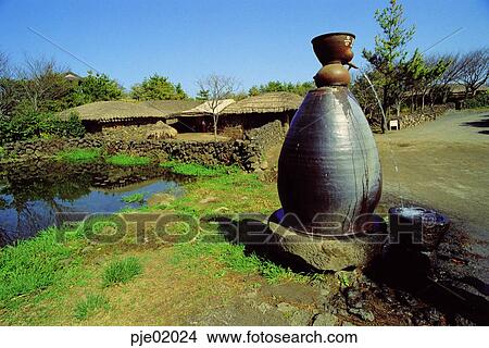 straw-thatched house, spring water, fountain water, jar, pond, fence, folk tool View Large Photo Image Picture - straw-thatched house, spring water, fountain water, jar, pond, fence, folk tool. Fotosearch