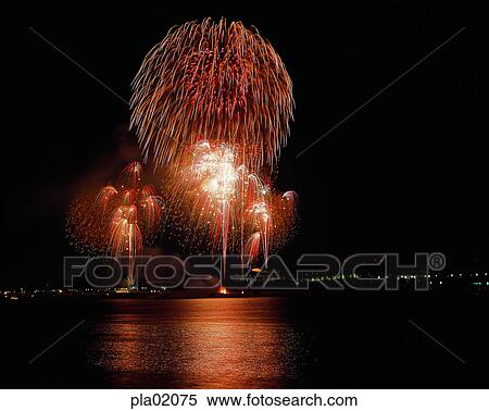 Stock Photography - memorial, memorial events, night, flame, spark, fireworks display. Fotosearch