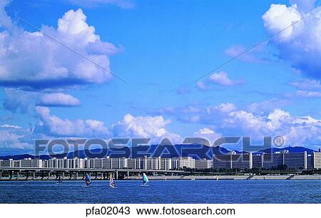 Stock Image - river, river, residence, house, building, structure, cloud. Fotosearch