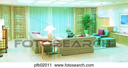 Stock Image - furniture, living room, residence, house, sofa, sofa. Fotosearch