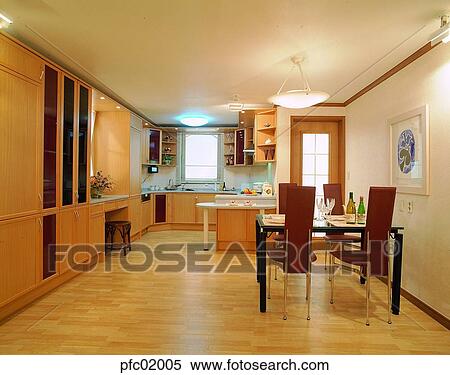Stock Photography - residence, house, kitchen, kitchen furniture, table, indoor. Fotosearch