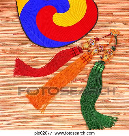 Stock Photo - industrial arts, sightseeing goods, trinketry, Norigae, door, pattern, folk customs. Fotosearch