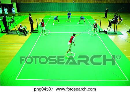 Stock Photo - ball, ball game, men, male, day, net. Fotosearch
