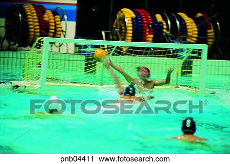 Stock Image - goalpost, ball, person, people, men, person. Fotosearch