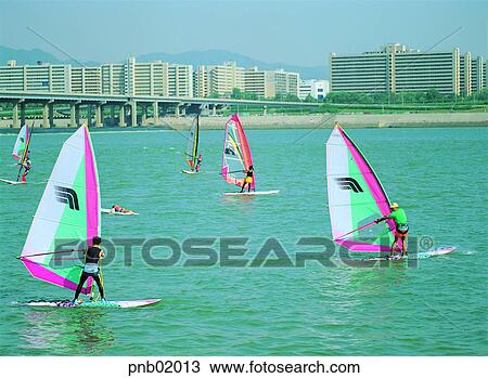 river, Asian, Seoul, water sports, windsurfing, Han river, leisure View Large Photo Image Stock Image - river, Asian, Seoul, water sports, windsurfing, Han river, leisure. Fotosearch