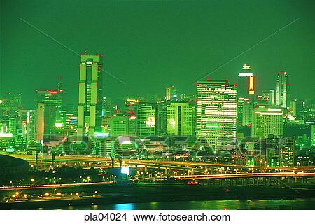 Picture - street lamp, street light, Kangnam, building, structure, building, structure. Fotosearch