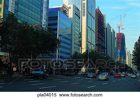 street tree, avenue, Kangnam, building, structure, building, structure View Large Photo Image Stock Photography - street tree, avenue, Kangnam, building, structure, building, structure. Fotosearch