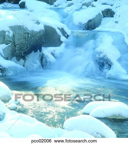 Stock Photograph - brook, little stream, winter, winter valley, winter scenery, winter scene, winter view. Fotosearch