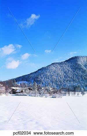 Picture - winter, winter mountain, winter scenery, winter scene, winter view, season, the suburbs. Fotosearch