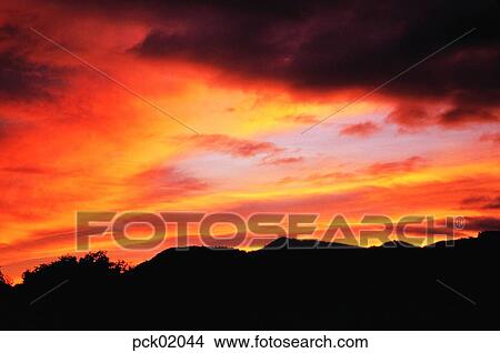 cloud, red sky, sunset, sunrise, ridgeline, outline View Large Photo Image Picture - cloud, red sky, sunset, sunrise, ridgeline, outline. Fotosearch